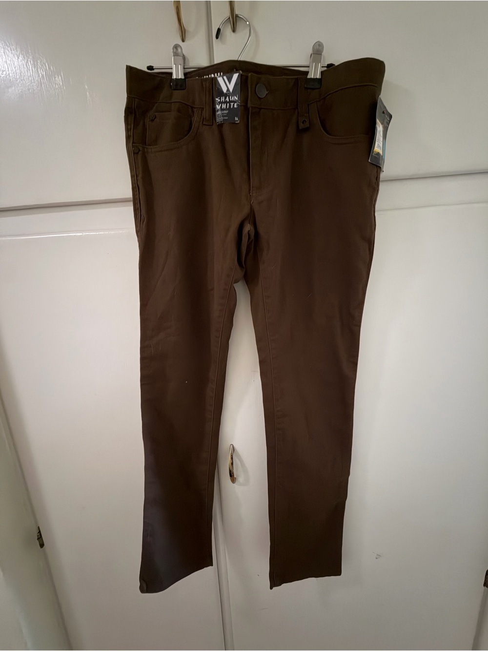 Shaun White Men’s Dark Brown Slim Straight Jeans